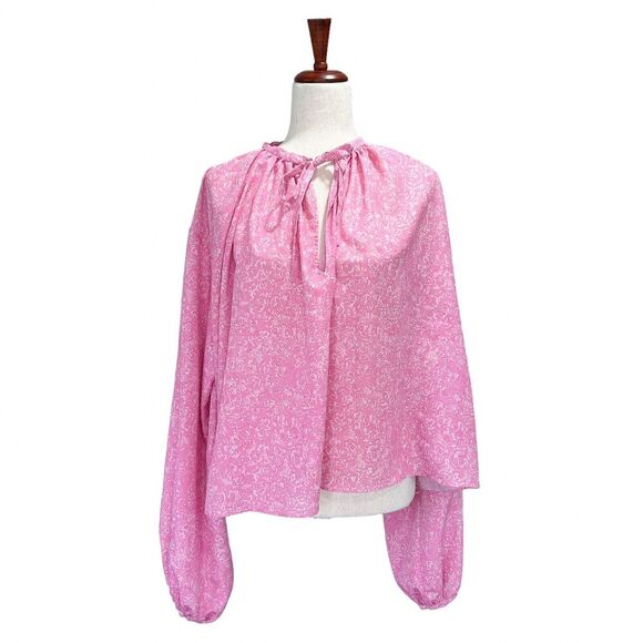 Viden $358 "Bank Shirt"‎ Blouse Size Large Women's Floral Preppy Designer - Picture 1 of 11